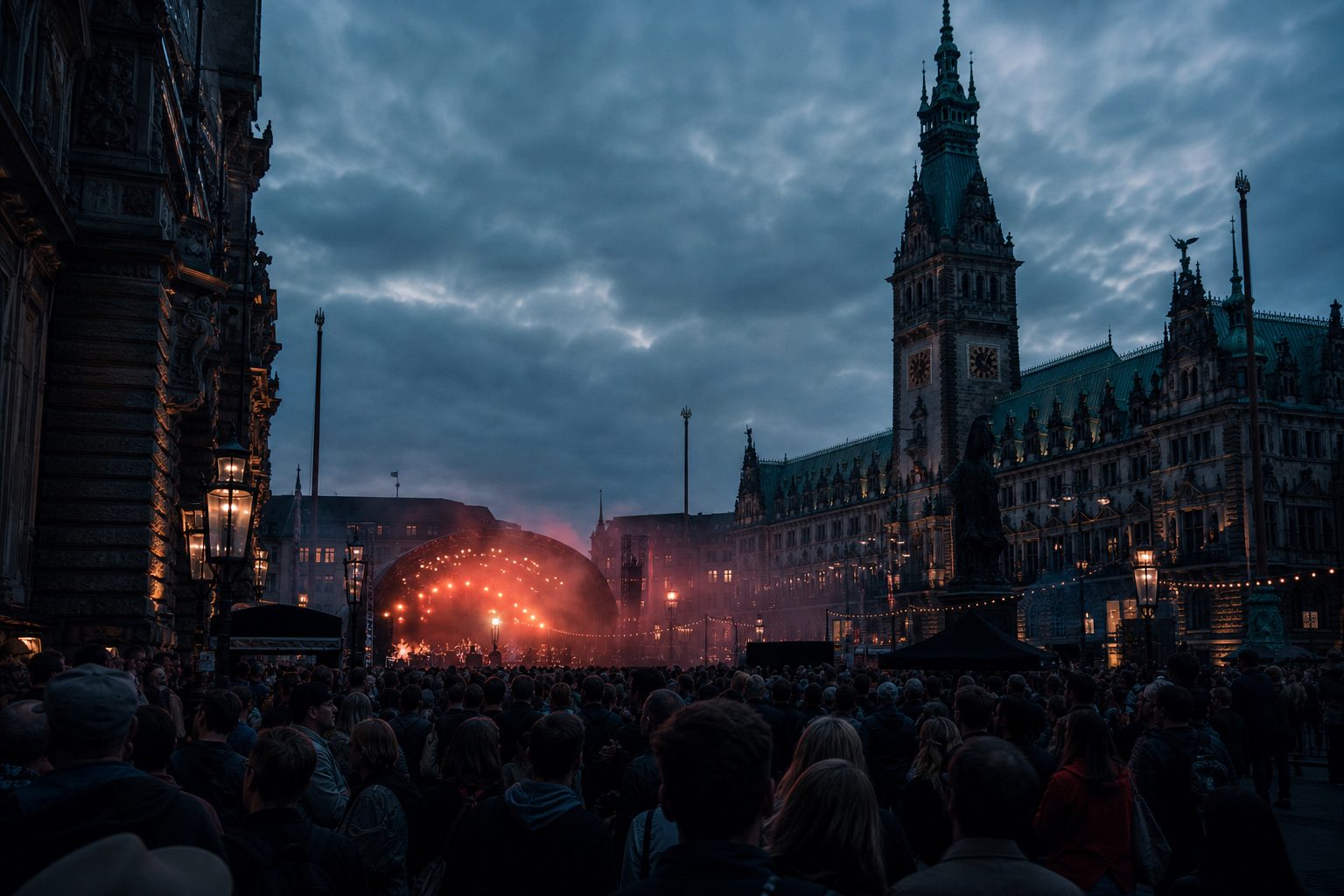 Open-Air-Bühne mit Publikum bei einem Hamburger Stadtfest