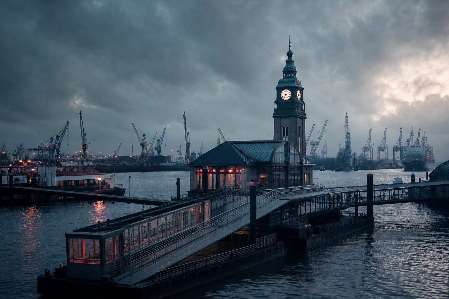 Die schwimmenden Landungsbrücken im Hamburger Hafen